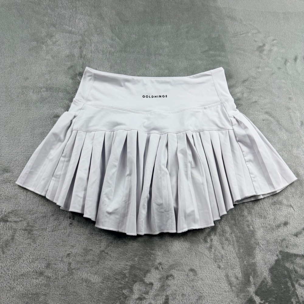 Goldhinge Pleated Tennis Skirt White Women's S Small Athletic Skort Activewear